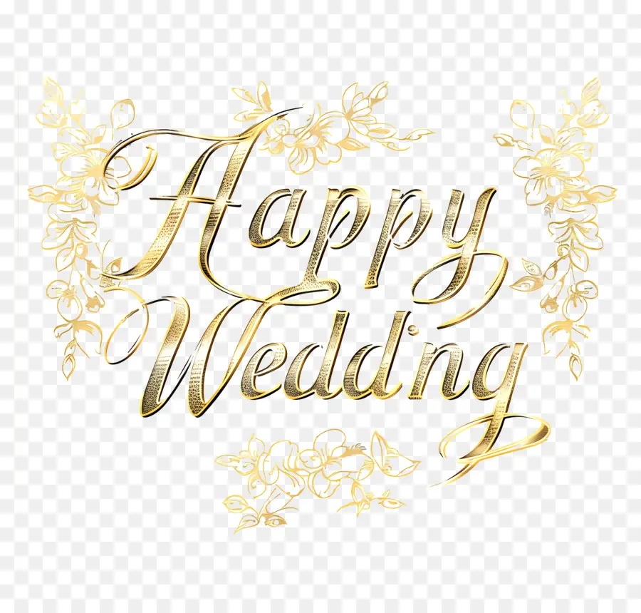 Mutlu Düğün，Altın Folyo Tasarımı PNG