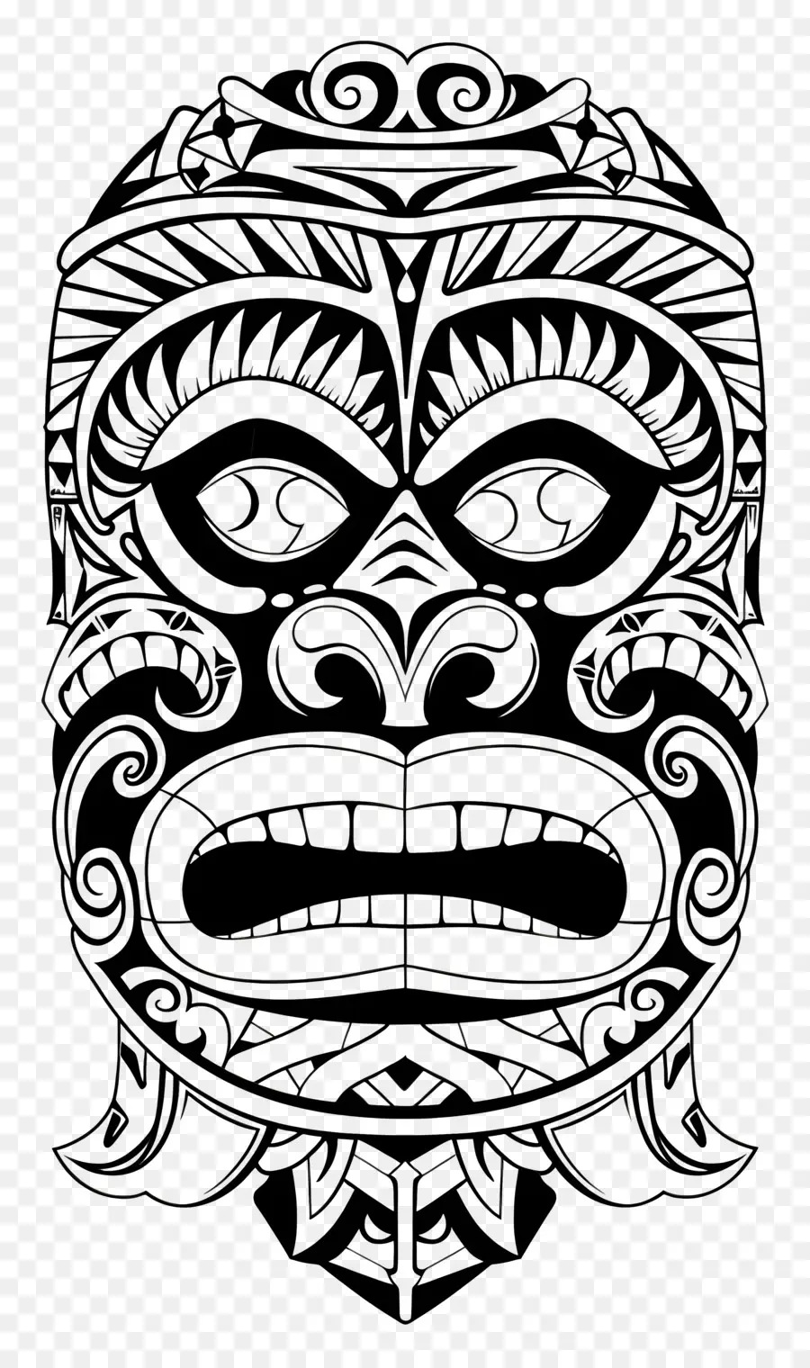 Maori Dövme，Tiki Maskesi PNG