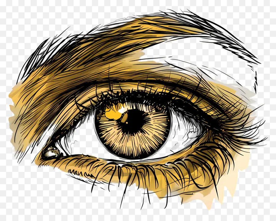 Açık Göz，Sarı Iris PNG