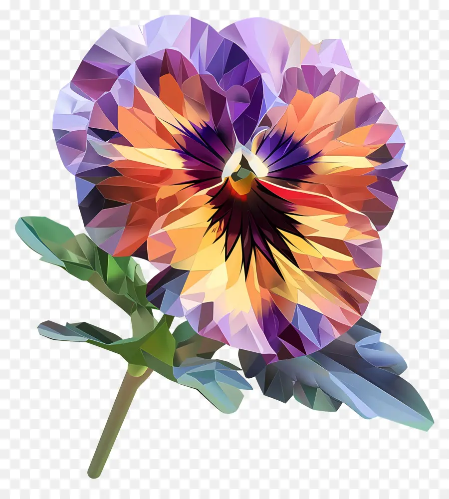 Dijital çiçek Sanatı，Düşük Poli çiçek PNG
