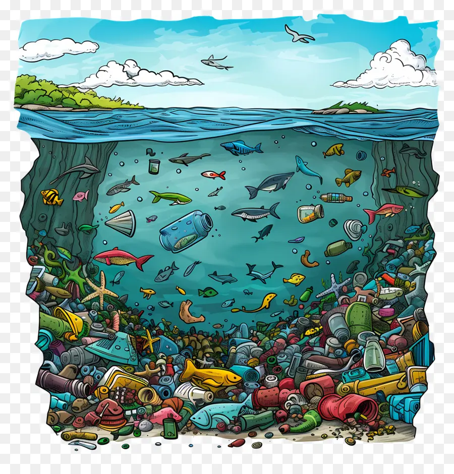 Plastik Atık，Deniz Enkaz PNG