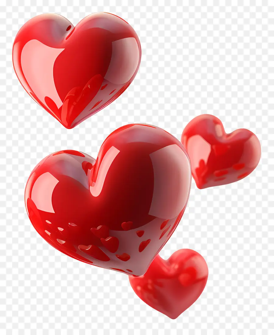 Yüzen Kalpler，Kırmızı Kalpler PNG
