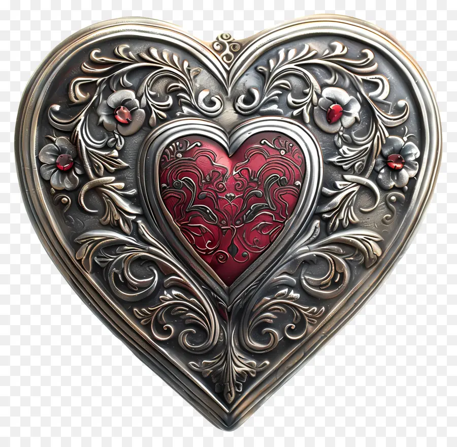 Aşk Tasarım，Kalp şeklindeki Gümüş Kutu PNG