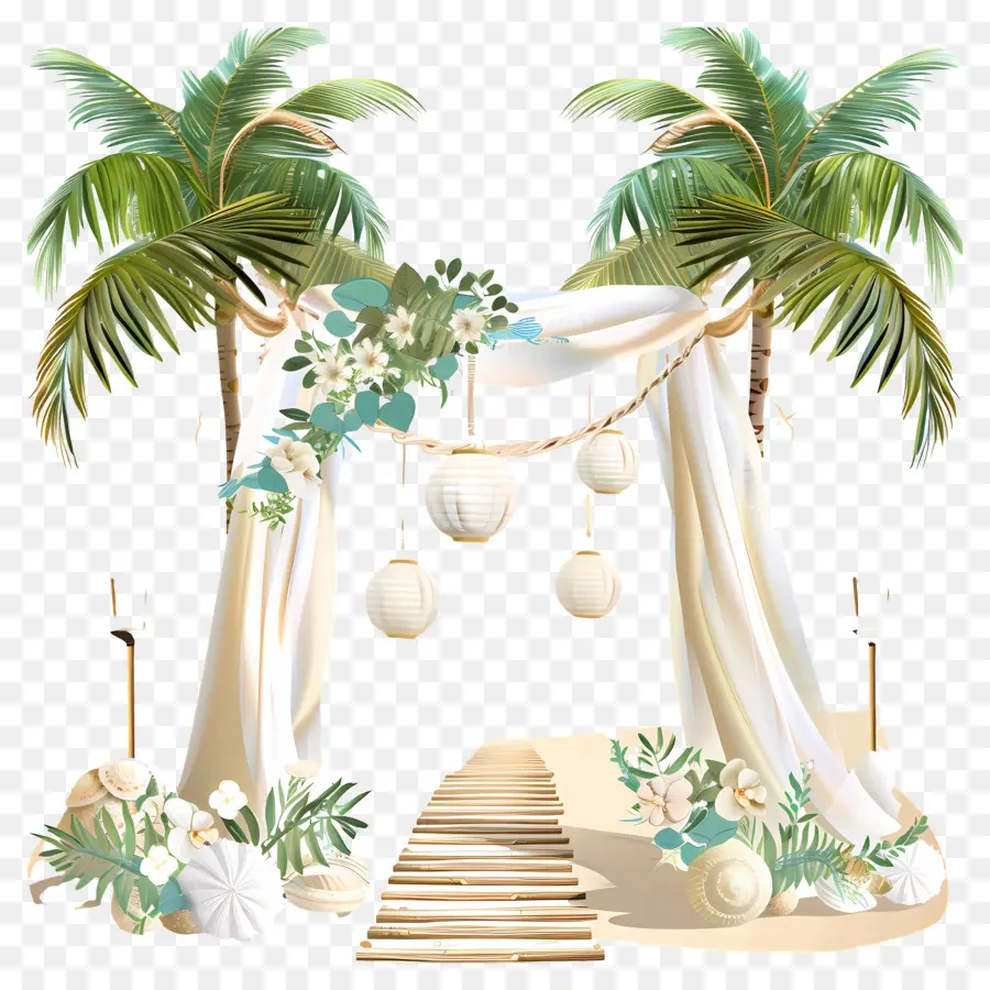 Plaj Düğün，Açık Hava Düğün Dekorasyonları PNG