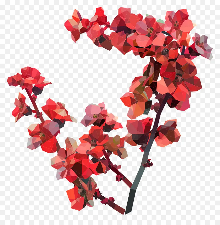 Dijital çiçek，Kırmızı çiçekler PNG