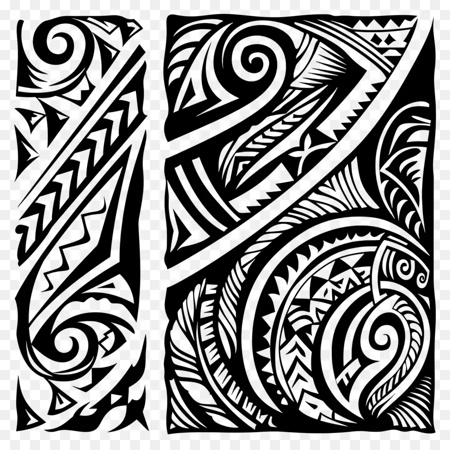 Tribal Dövmeleri，Siyah Beyaz Tasarım PNG