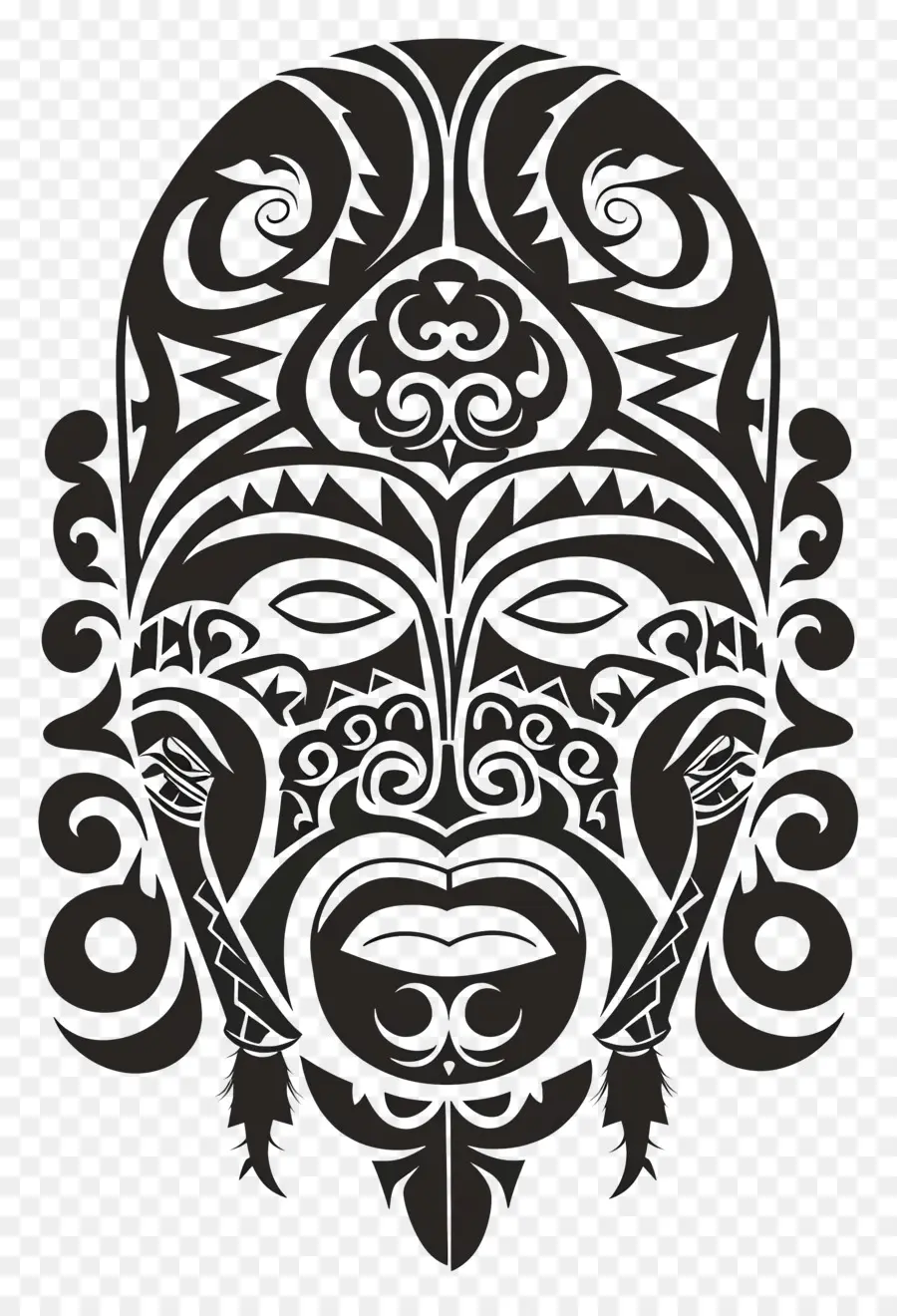 Maori Dövme，Kabile Maskesi PNG