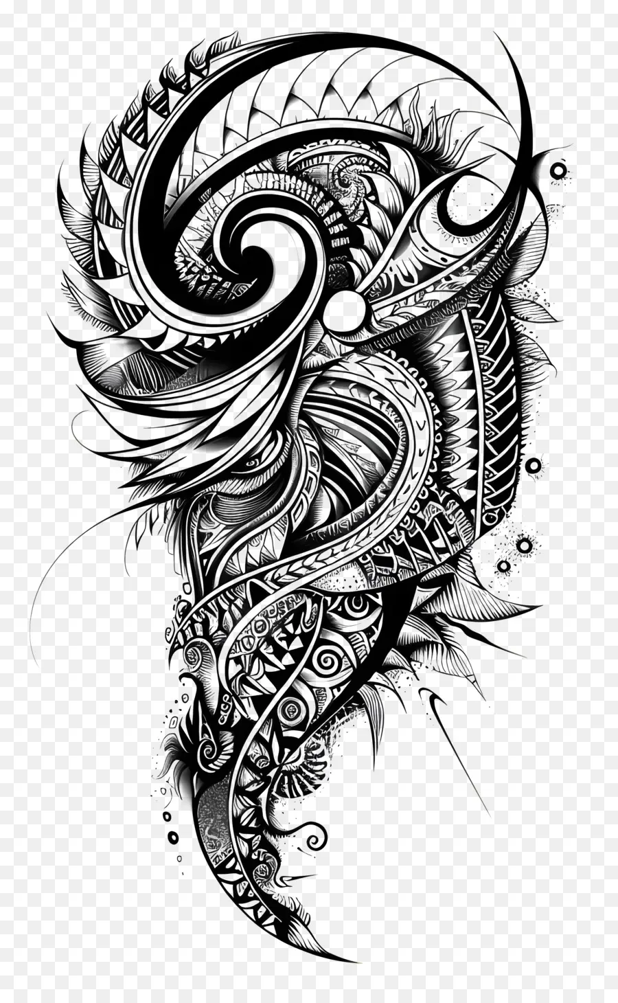 Maori Dövme，Ejderha Çizim PNG