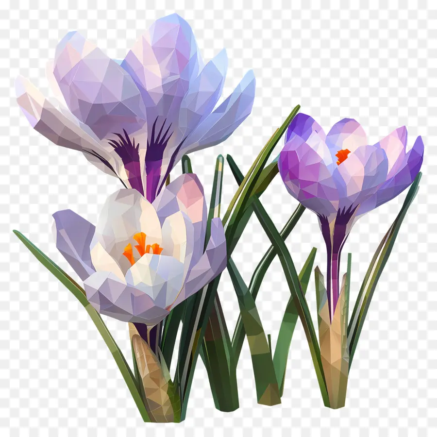 Dijital çiçek，Mor çiğdem PNG