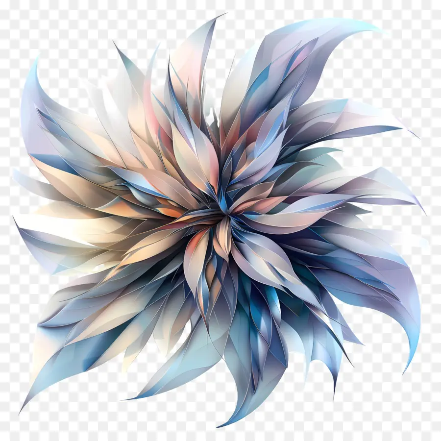Dijital çiçek，Mavi çiçek PNG