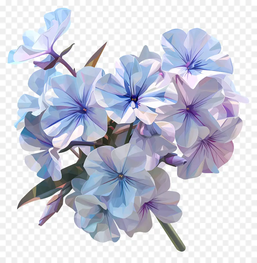 Dijital çiçek Sanatı，Mavi çiçekler PNG