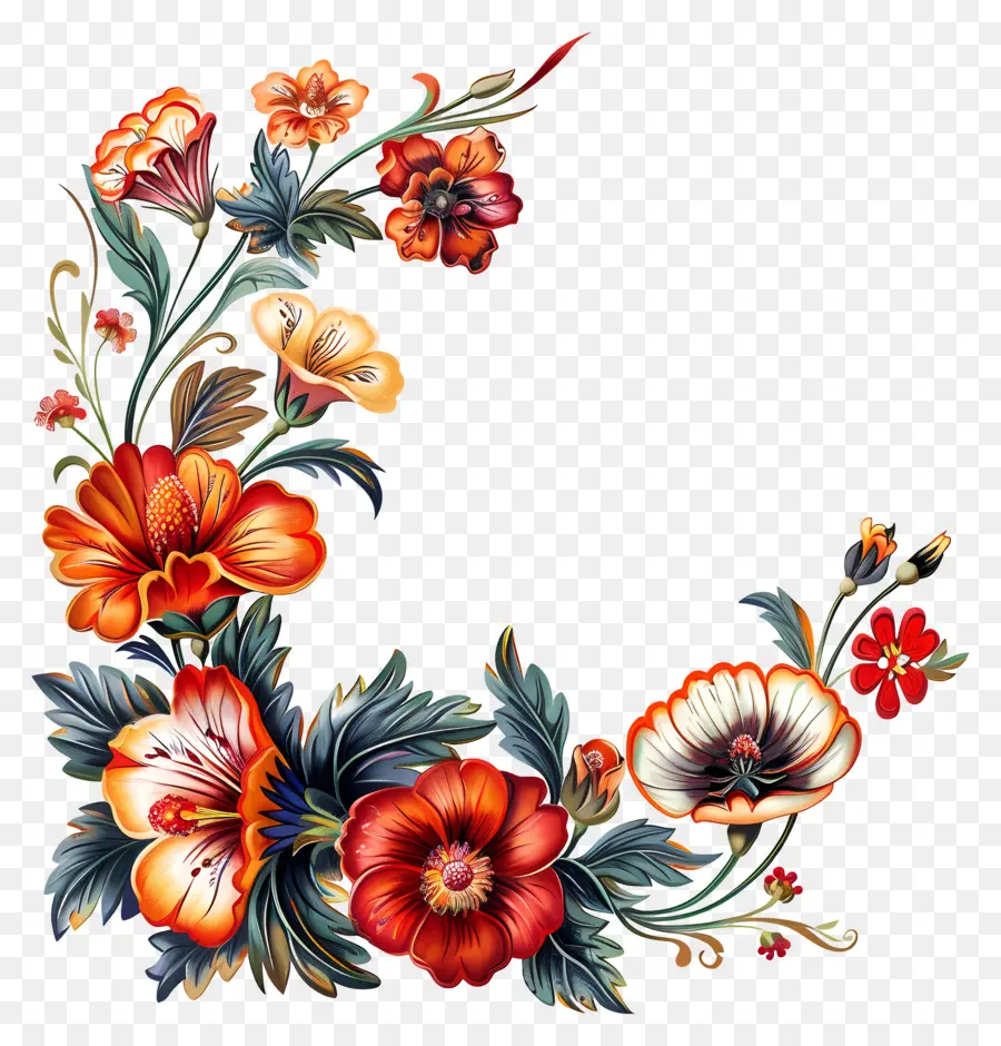çiçek Dekorasyon，Vintage çerçeve PNG