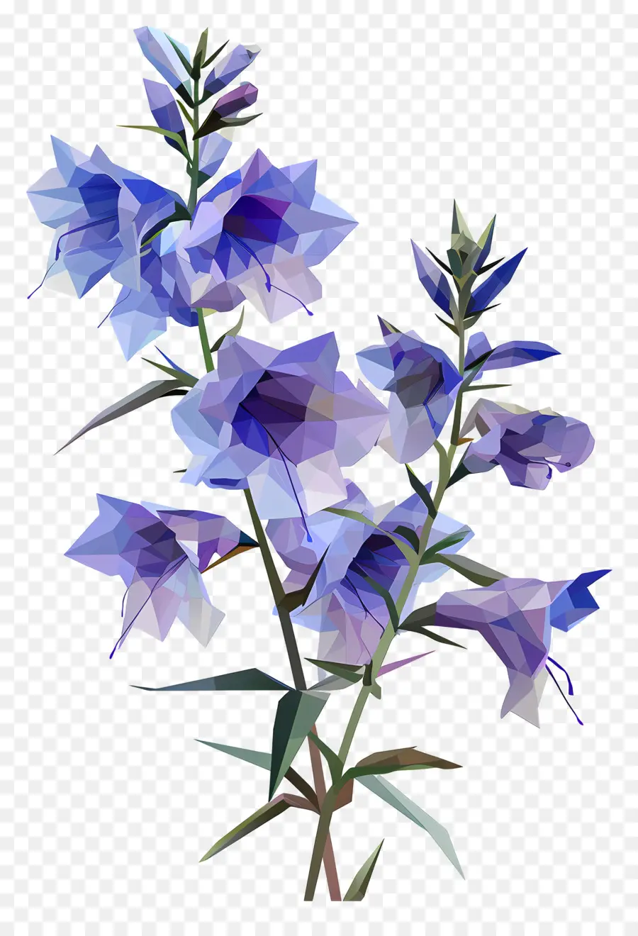 Dijital çiçek Sanatı，Mavi çan çiçekleri PNG