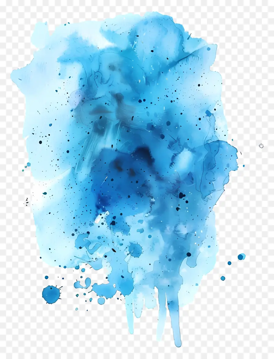 Mavi Suluboya Sıçrama，Suluboya Resim PNG
