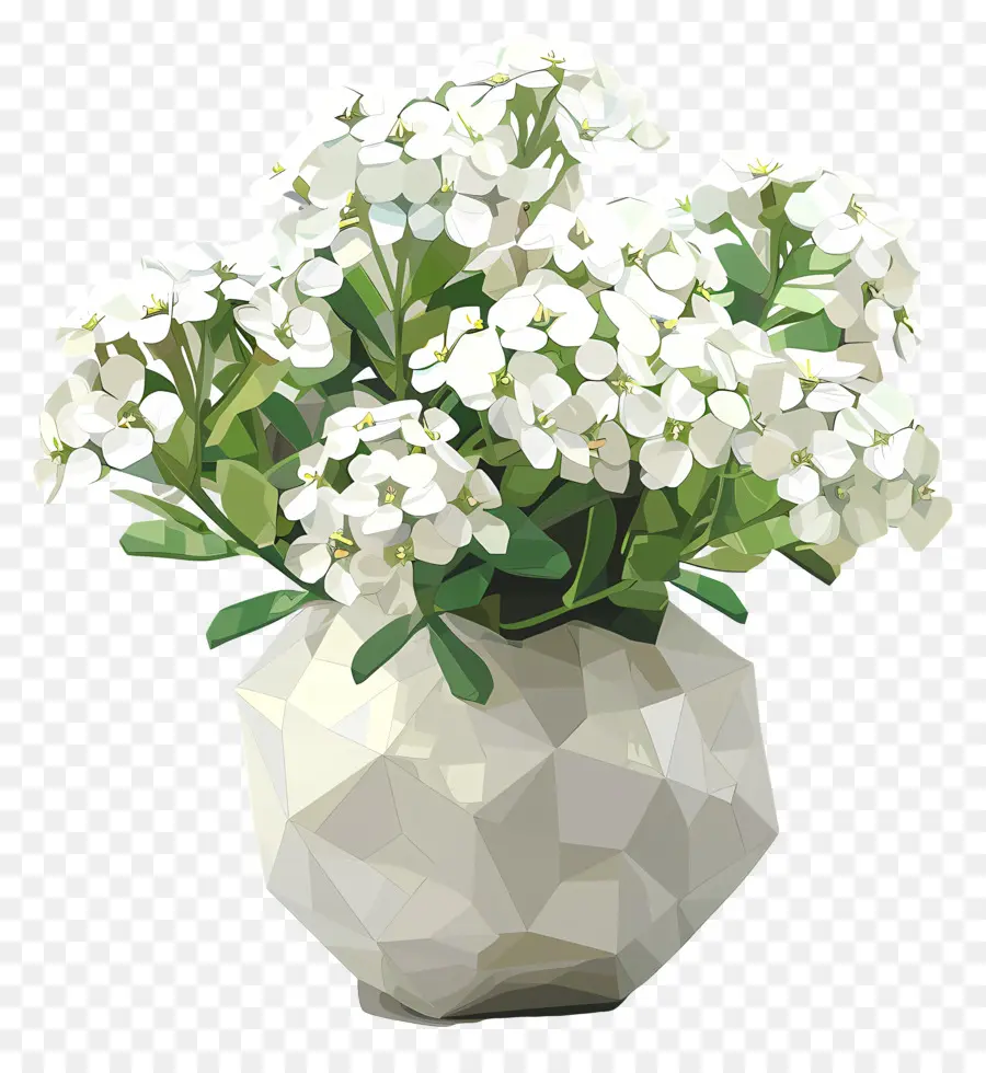 Dijital çiçek Sanatı，Beyaz Vazo PNG
