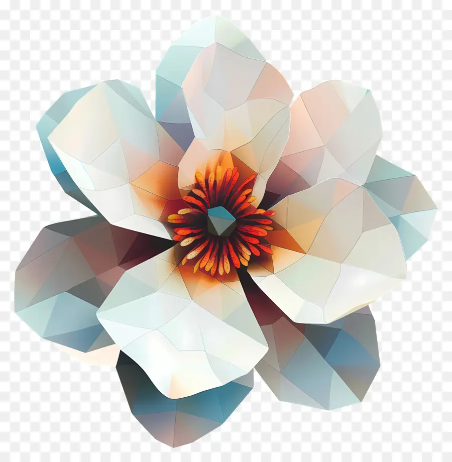 Dijital çiçek，Düşük Poli çiçek PNG