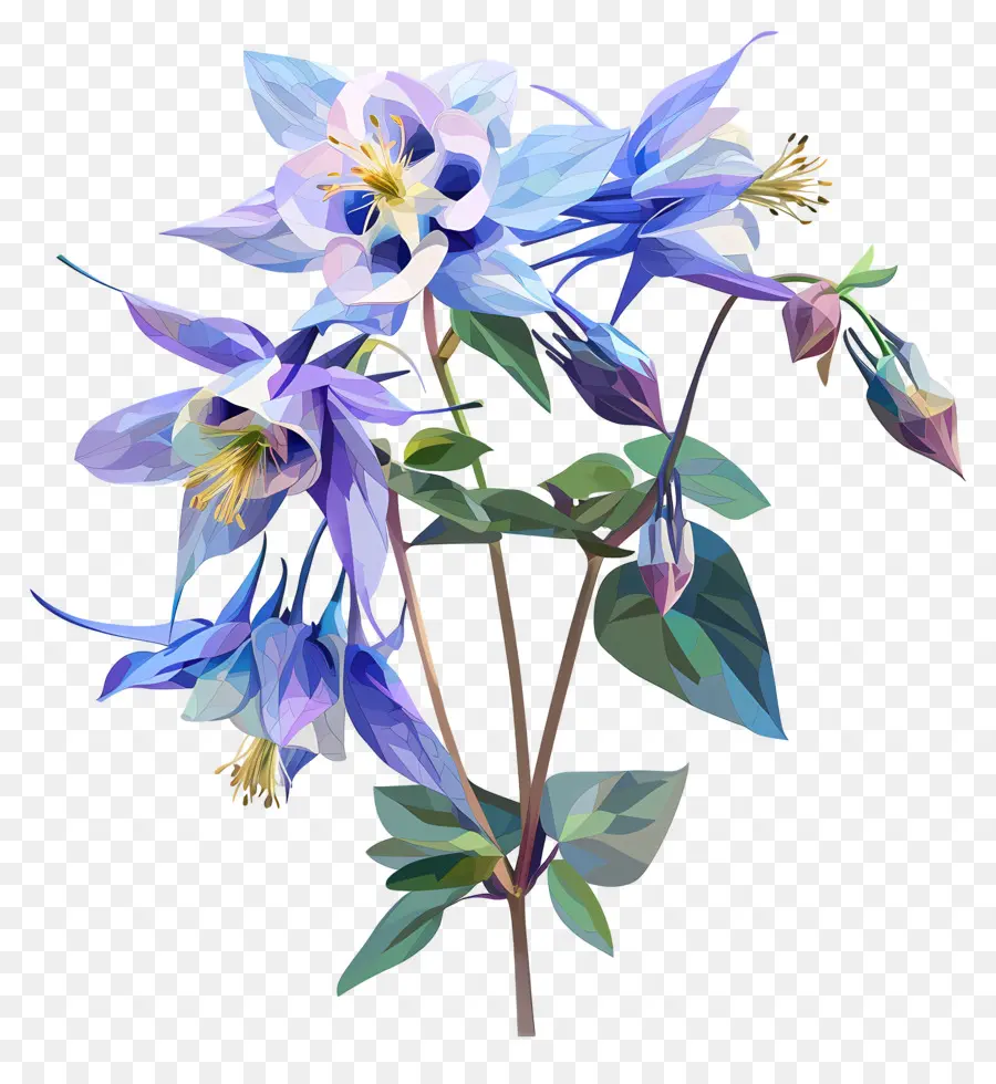Dijital çiçek，Mavi Kolum çiçekleri PNG