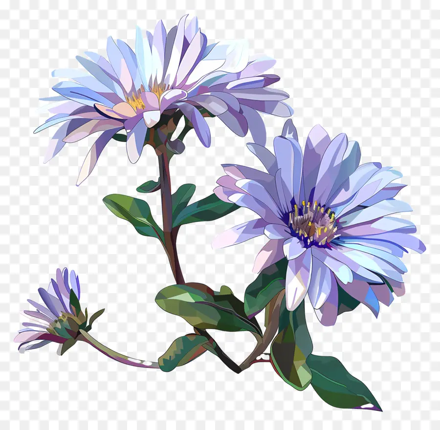 Dijital çiçek，Mavi çiçekler PNG