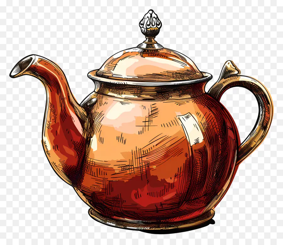 çaydanlık，Kırmızı Ve Altın çaydanlık PNG