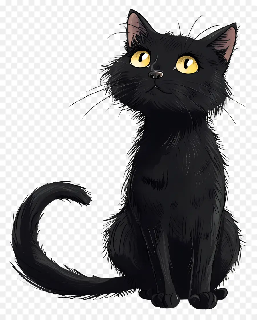 Siyah Kedi，Sarı Gözler PNG