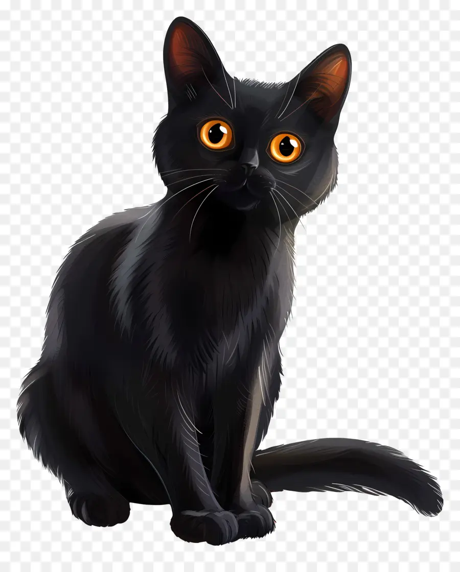 Siyah Kedi，Parlak Sarı Gözler PNG
