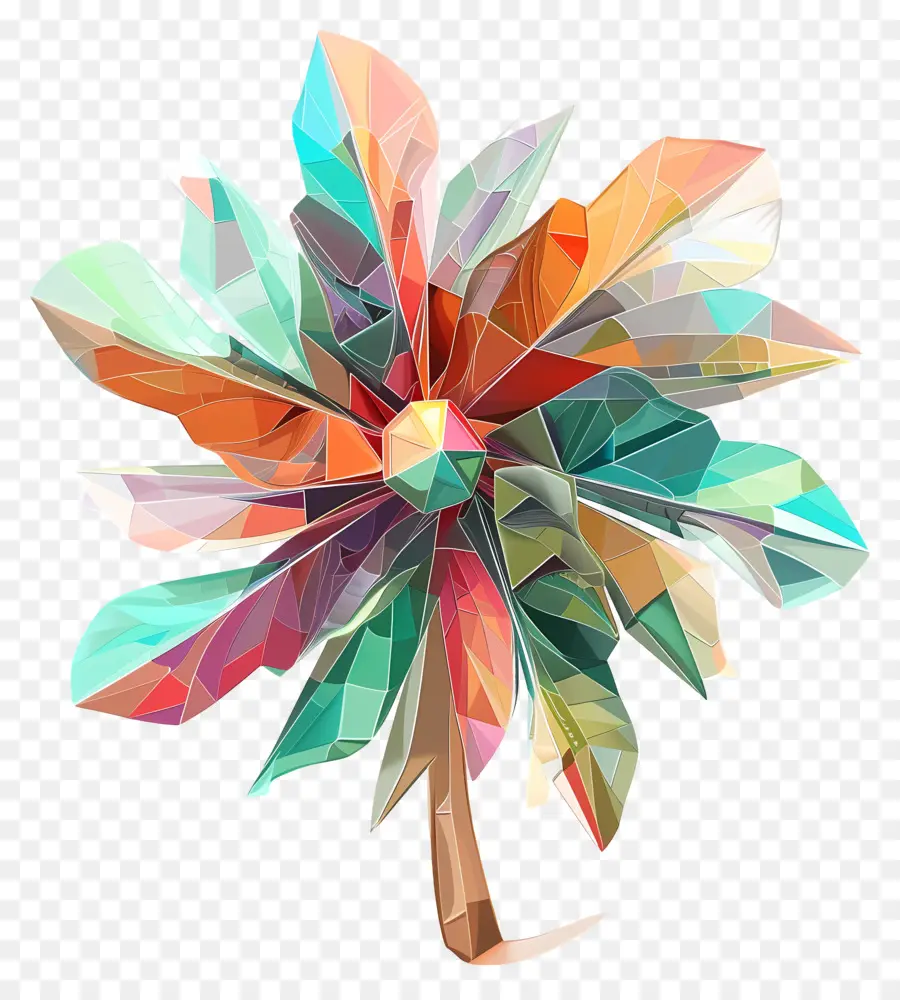 Dijital çiçek，Geometrik çiçek PNG