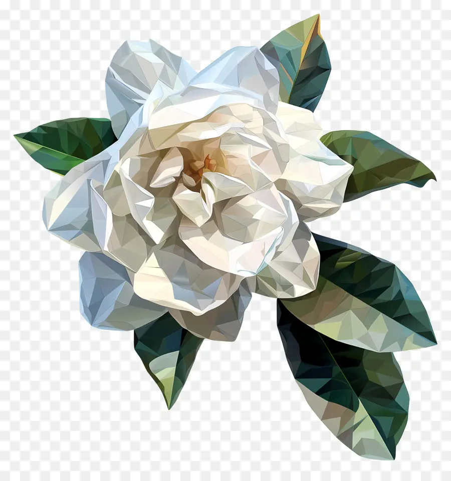 Dijital çiçek，Beyaz Gardenya PNG