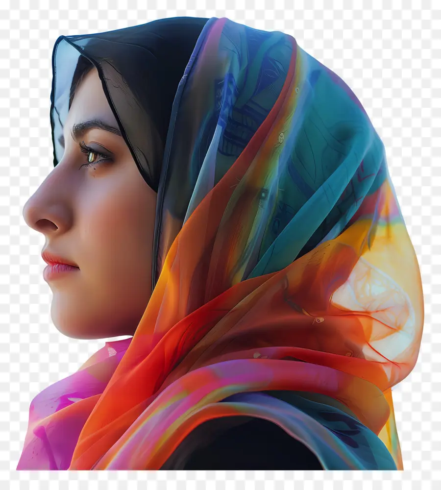 Gerçek Hijab Kızı，Renkli Başörtüsü PNG