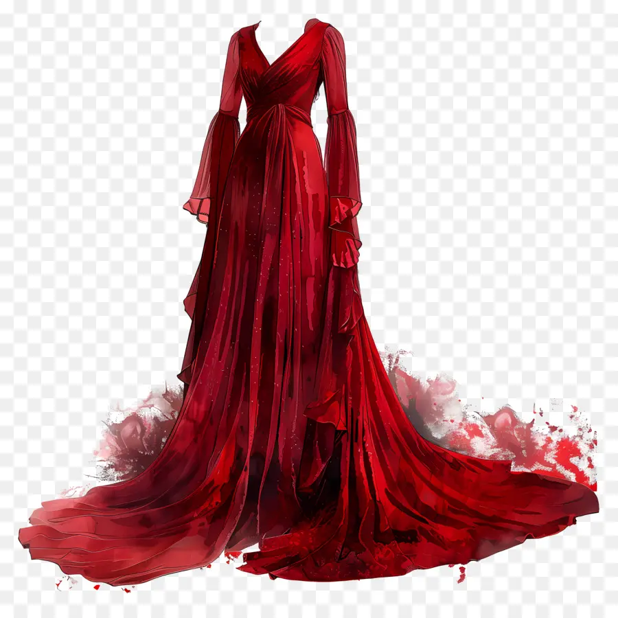 Kırmızı Gelinlik，Kırmızı Gece Elbisesi PNG