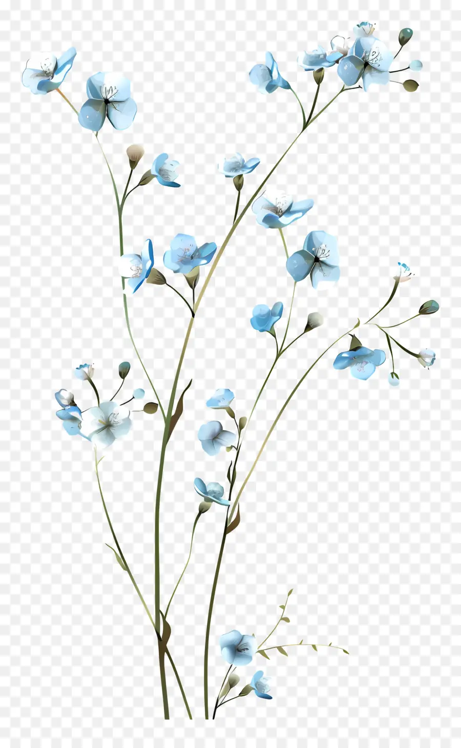 Mavi çiçekler，Siyah Ve Beyaz PNG