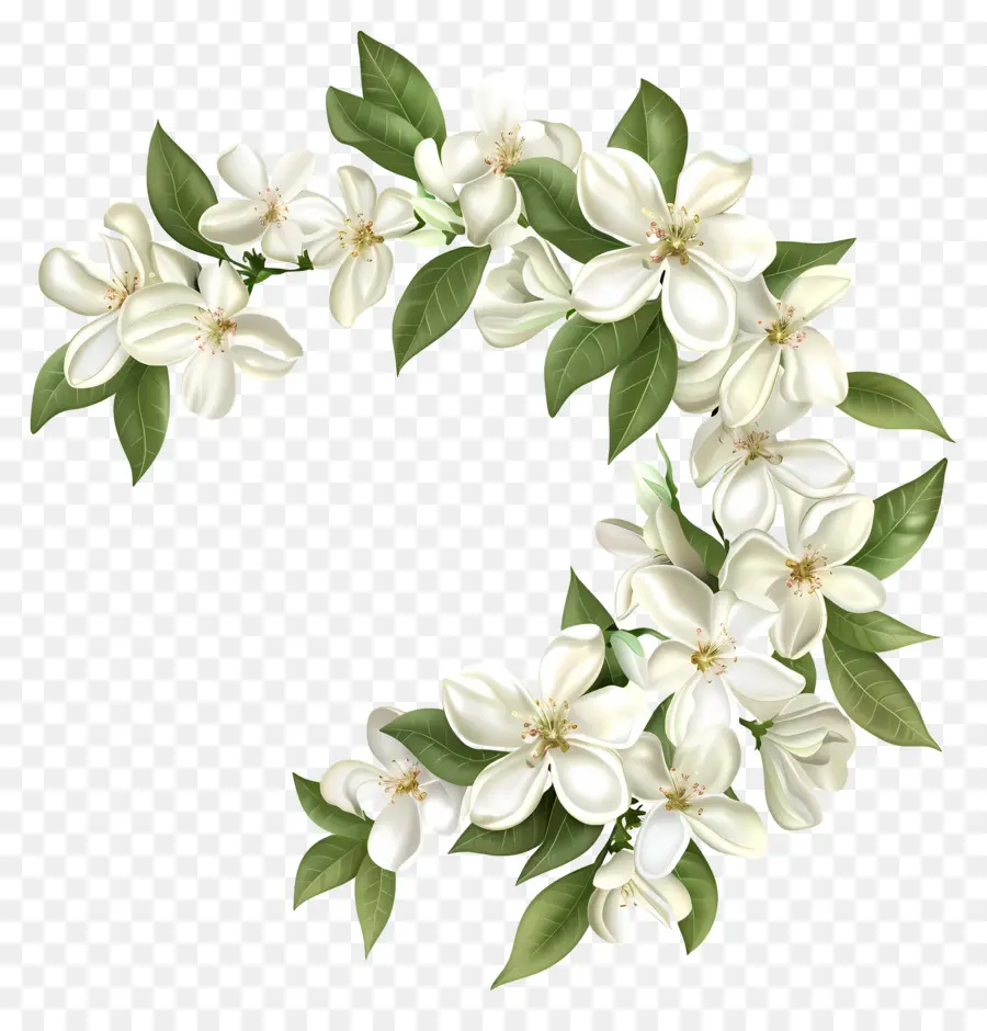 Beyaz Yasemin Çiçekleri，Beyaz çiçek çelenk PNG