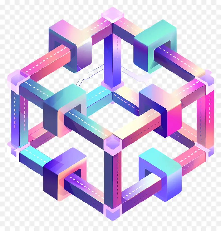 Blockchain，Neon PNG