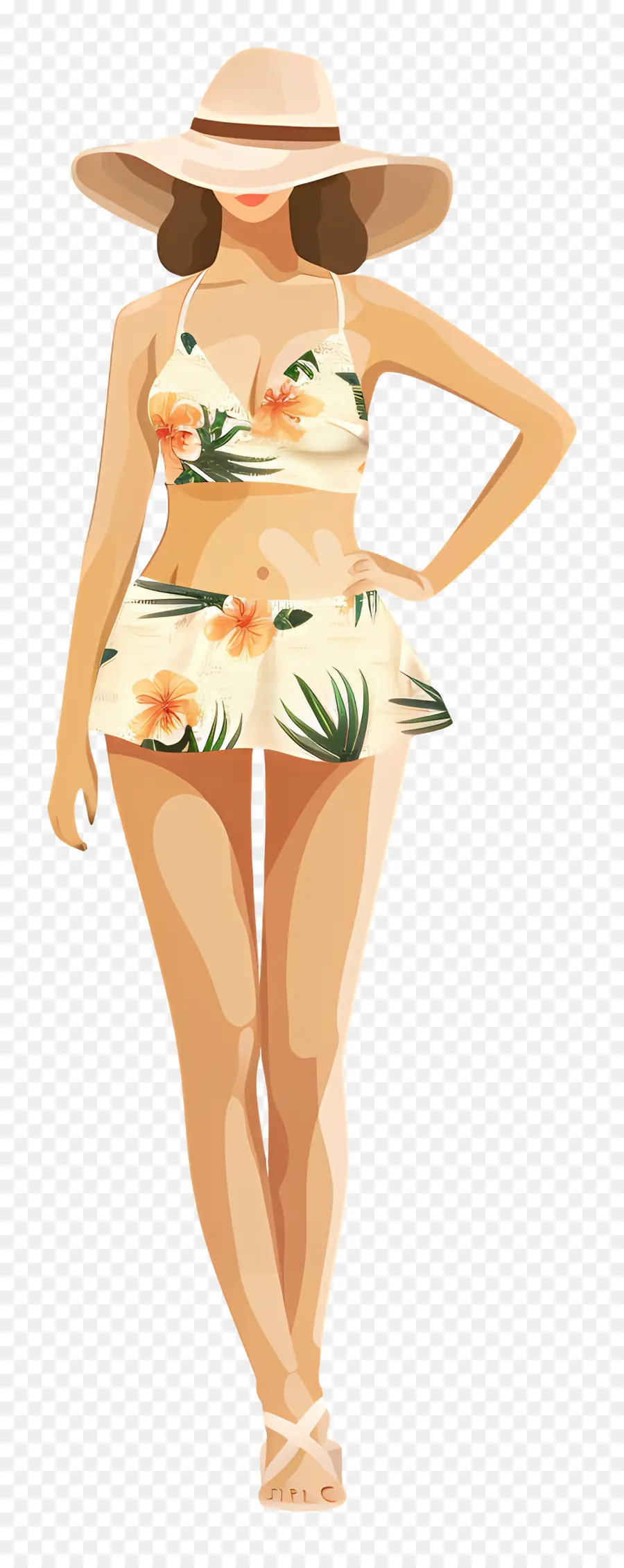 Yaz Kıyafeti，Tropikal Baskı Mayo PNG