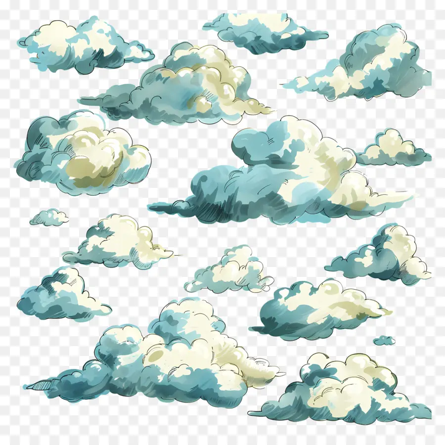 Bulutlar，Suluboya Bulutlar PNG