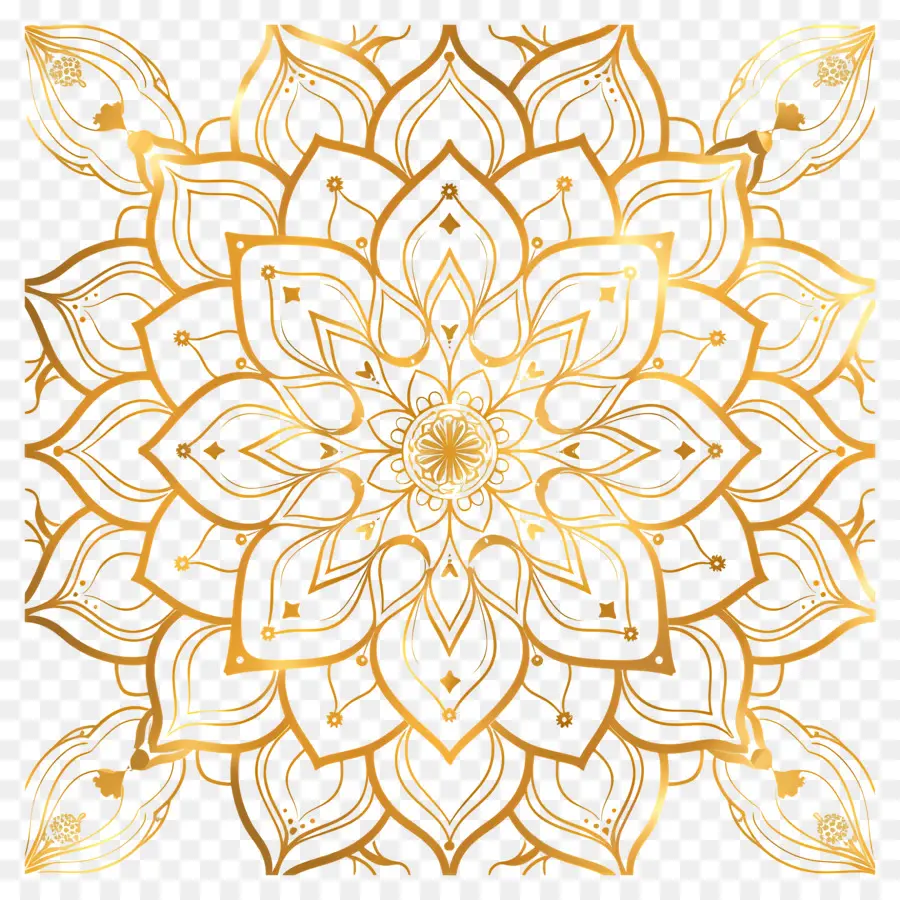 Altın Mandala Deseni，Altın Ve Siyah Tasarım PNG