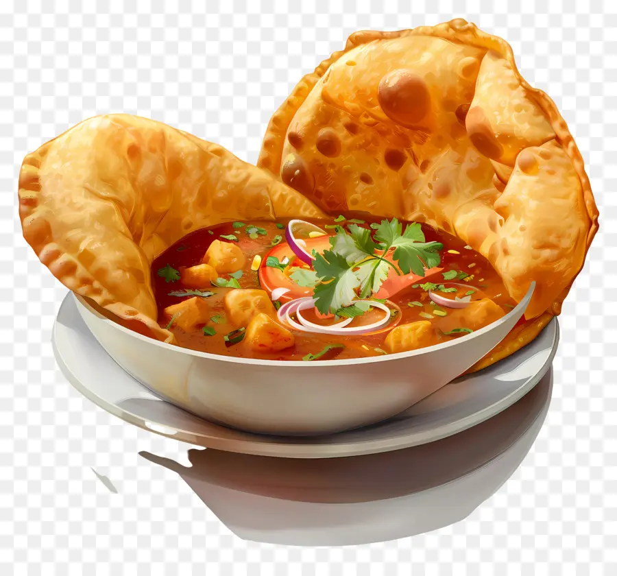 Chhole Bhature，Kızarmış Ekmek Ve Köri PNG