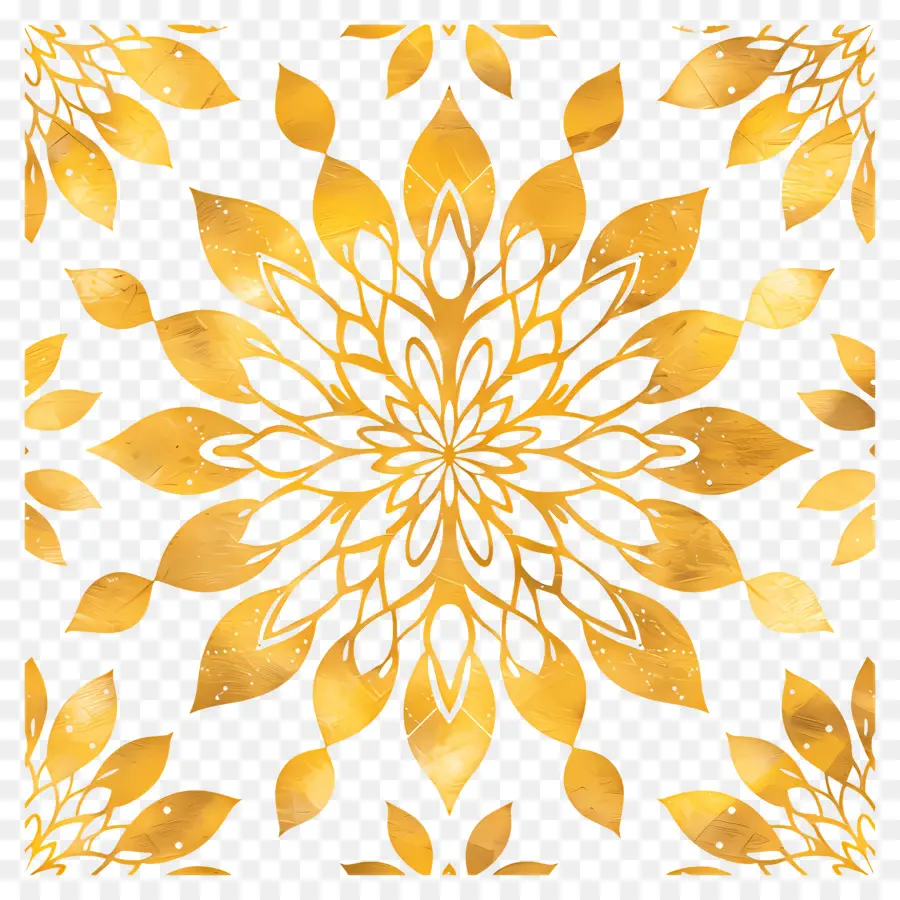 Altın Mandala Deseni，Altın Çiçek Tasarım PNG