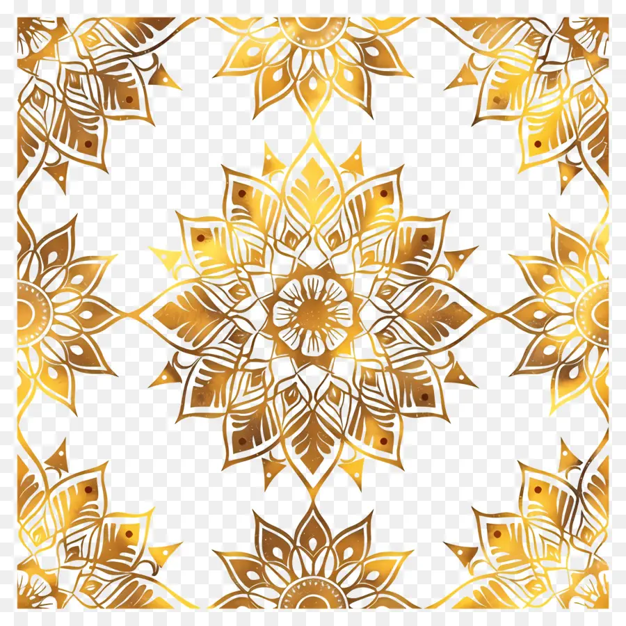 Altın Mandala Deseni，Altın çiçek Desenli PNG