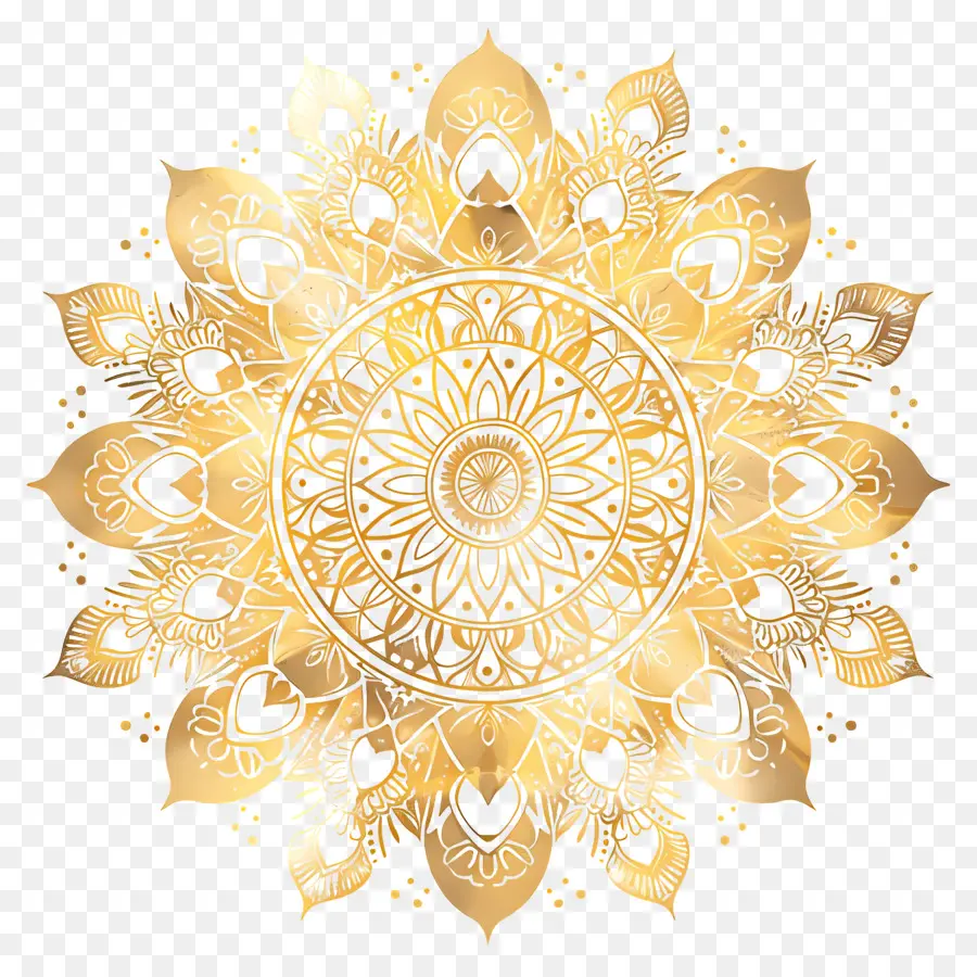 Altın Mandala Deseni，Altın Çiçek Tasarımı PNG