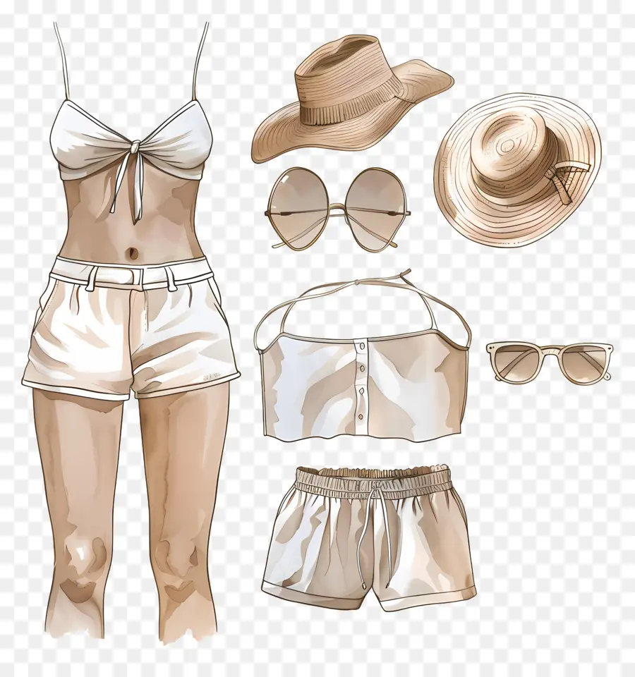 Yaz Kıyafeti，Beyaz Bikini PNG
