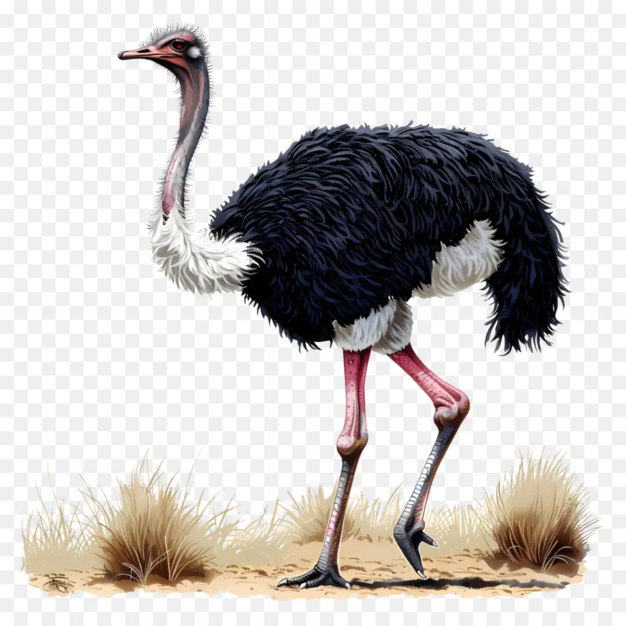Devekuşu，Siyah Beyaz Kuş PNG