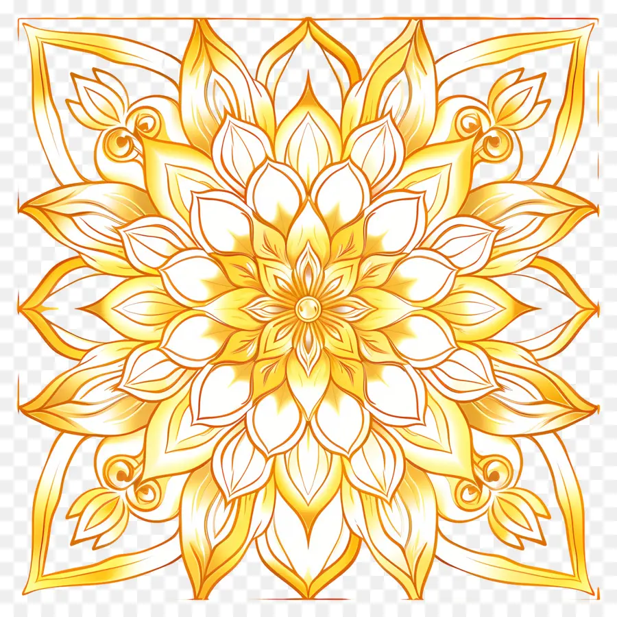 Altın Mandala Deseni，çiçek Tasarımı PNG