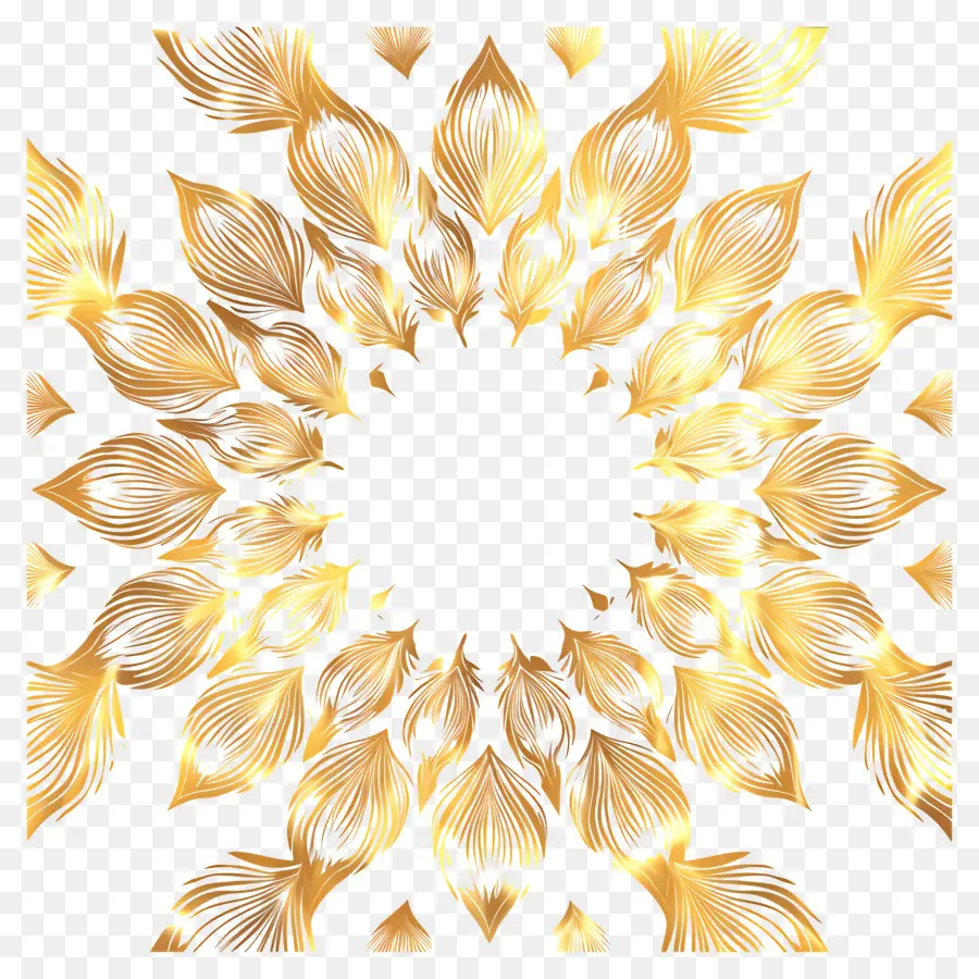 Altın Mandala Deseni，Altın Yaprakları PNG