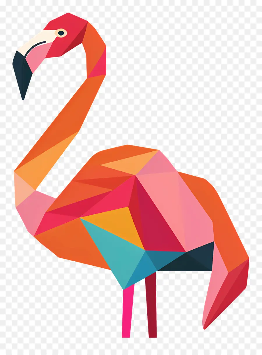 Flamingo Silüeti，Düşük Poli Flamingo PNG