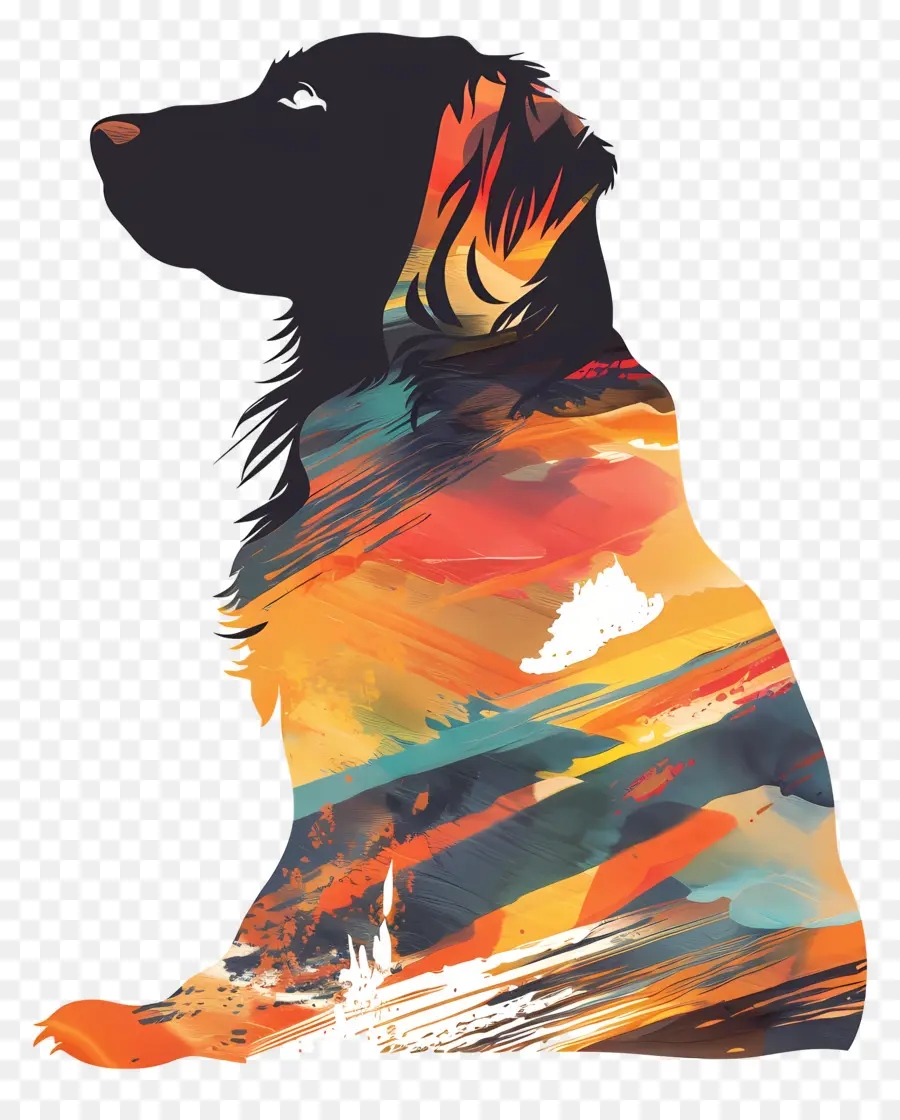Köpek Siluet，Renkli Köpek Sanatı PNG