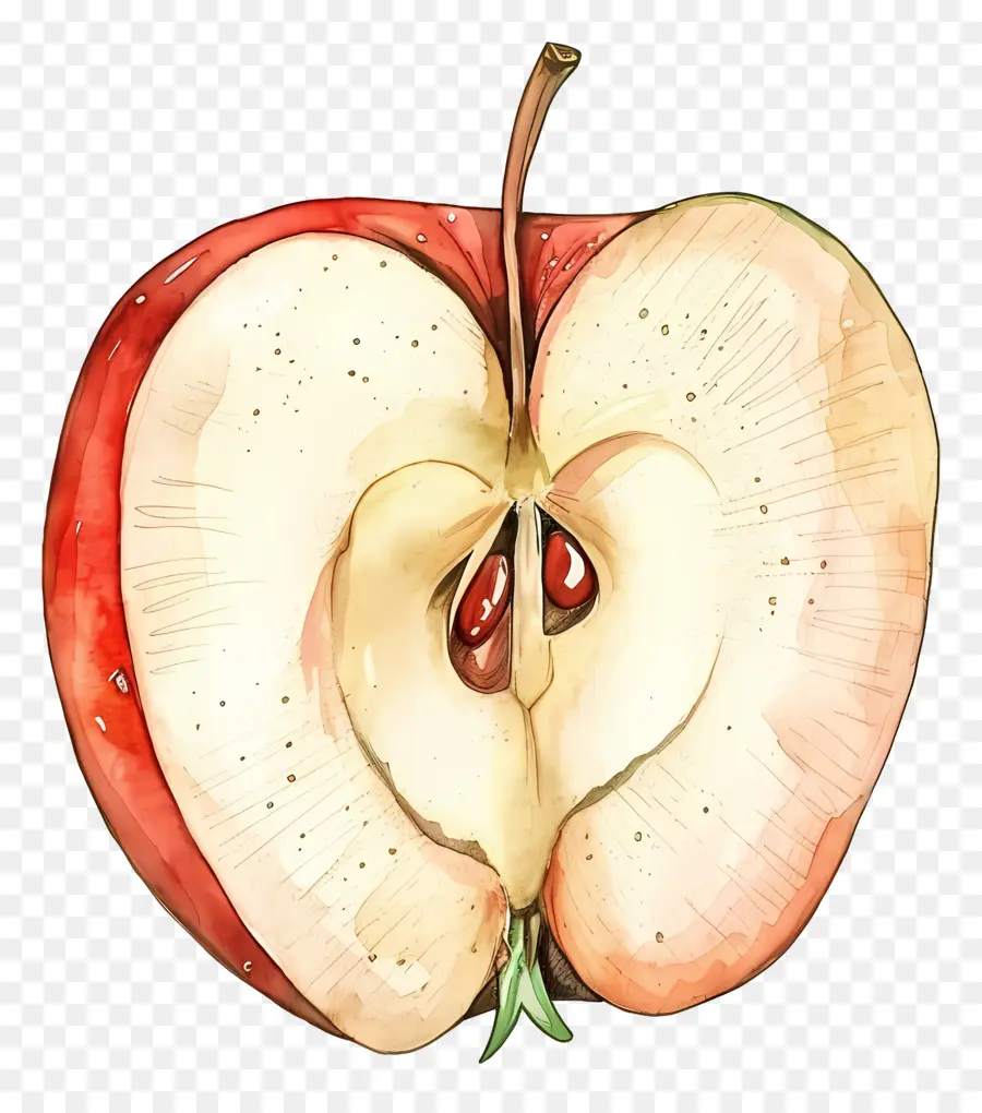 Elma Yarısı，Suluboya Resim PNG