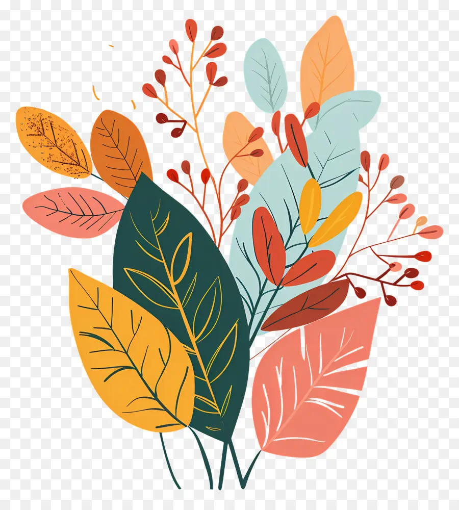 Sonbahar Yaprakları，Parlak Renkler PNG