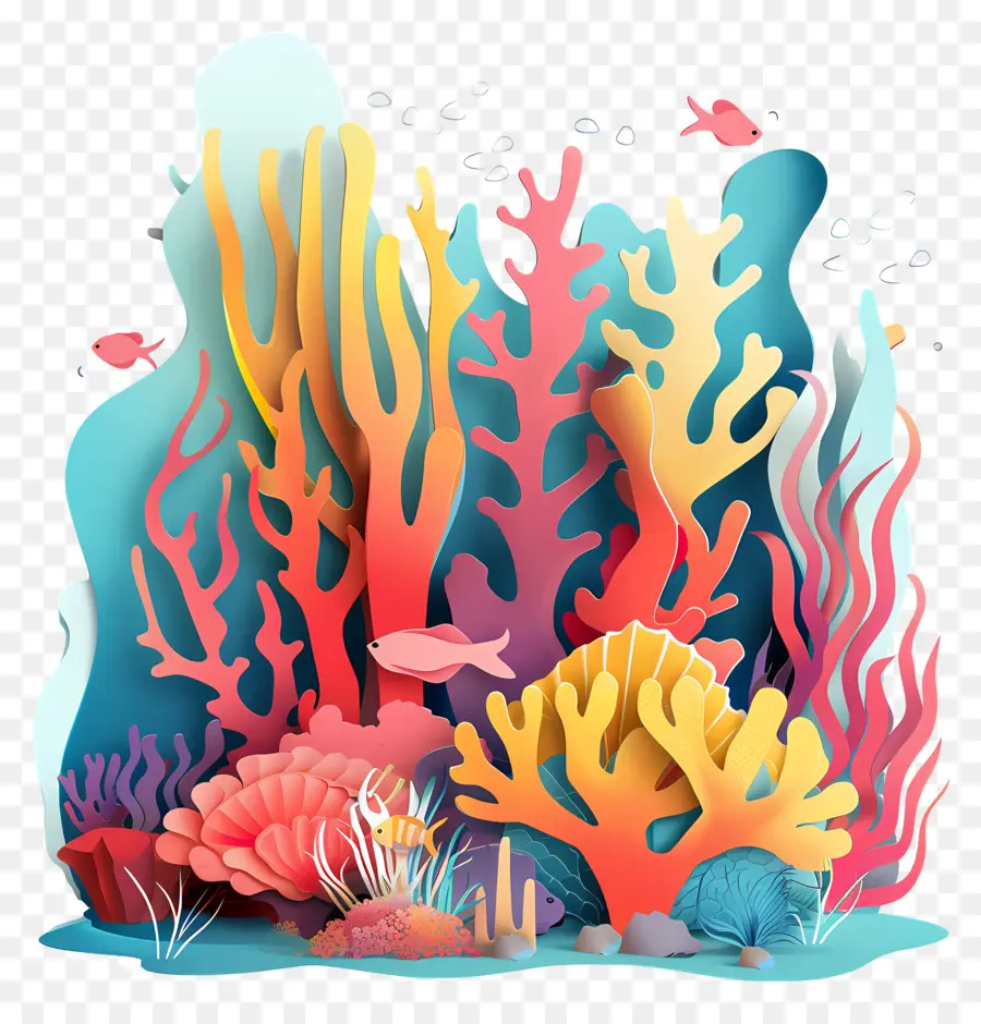 Mercan Resifi，Renkli Balık PNG