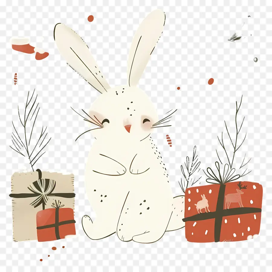 Tavşan，Noel Hediyeleri PNG
