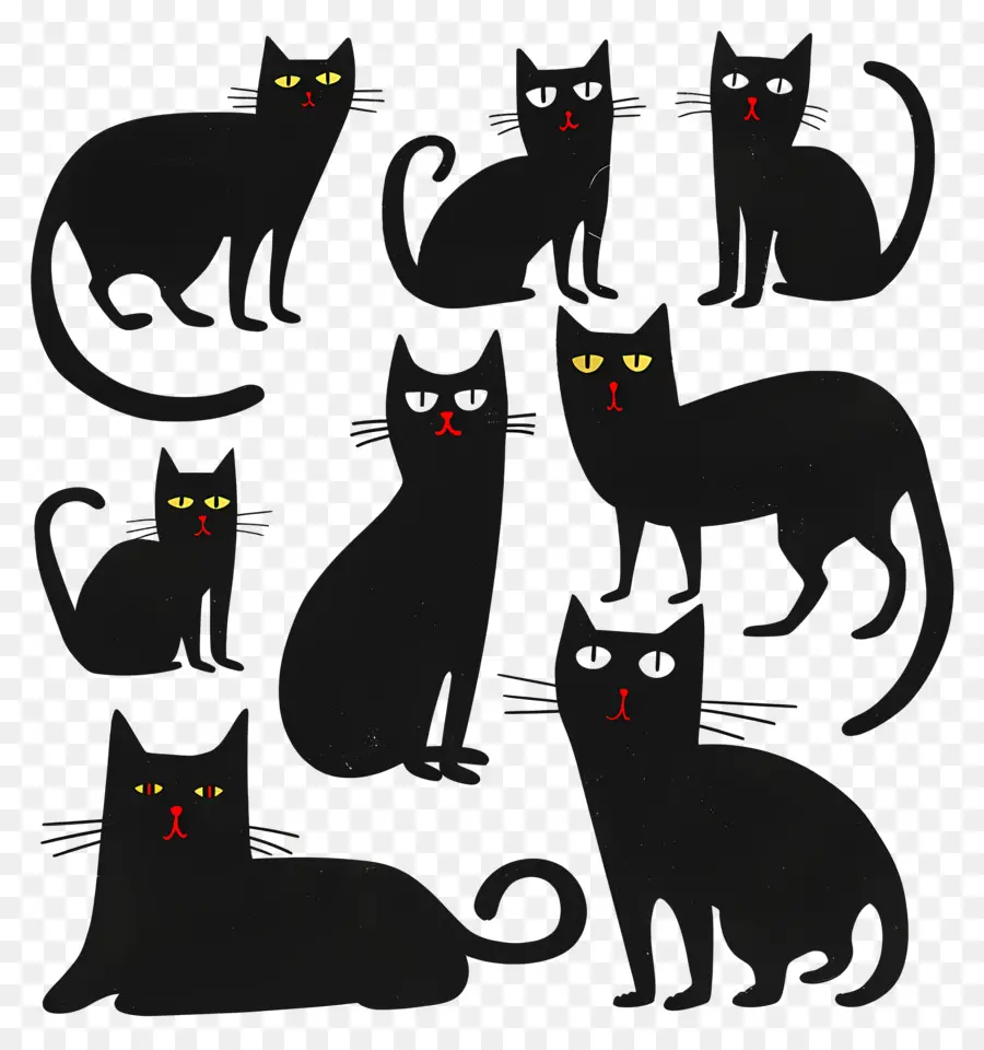 Siyah Kediler，Kırmızı Gözler PNG